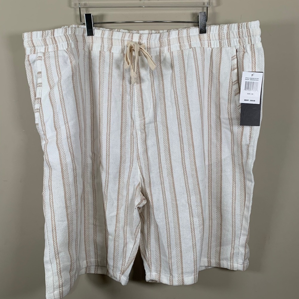 Malibu Beach Club NWT Ecru/Natural Stripe Cotton Blend Shorts 4X